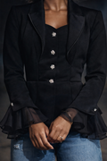 Black Sheer Ruffle Blazer – Betsy & Adam (S)
