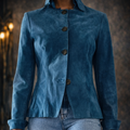 Anne Klein Leather Jacket – Turquoise (M)